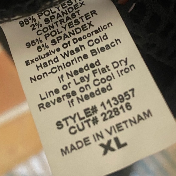 Black Mesh Sheer Knit Top Silver Grommet Sleeve Details NWT Edgy Goth Size Large - Picture 5 of 10